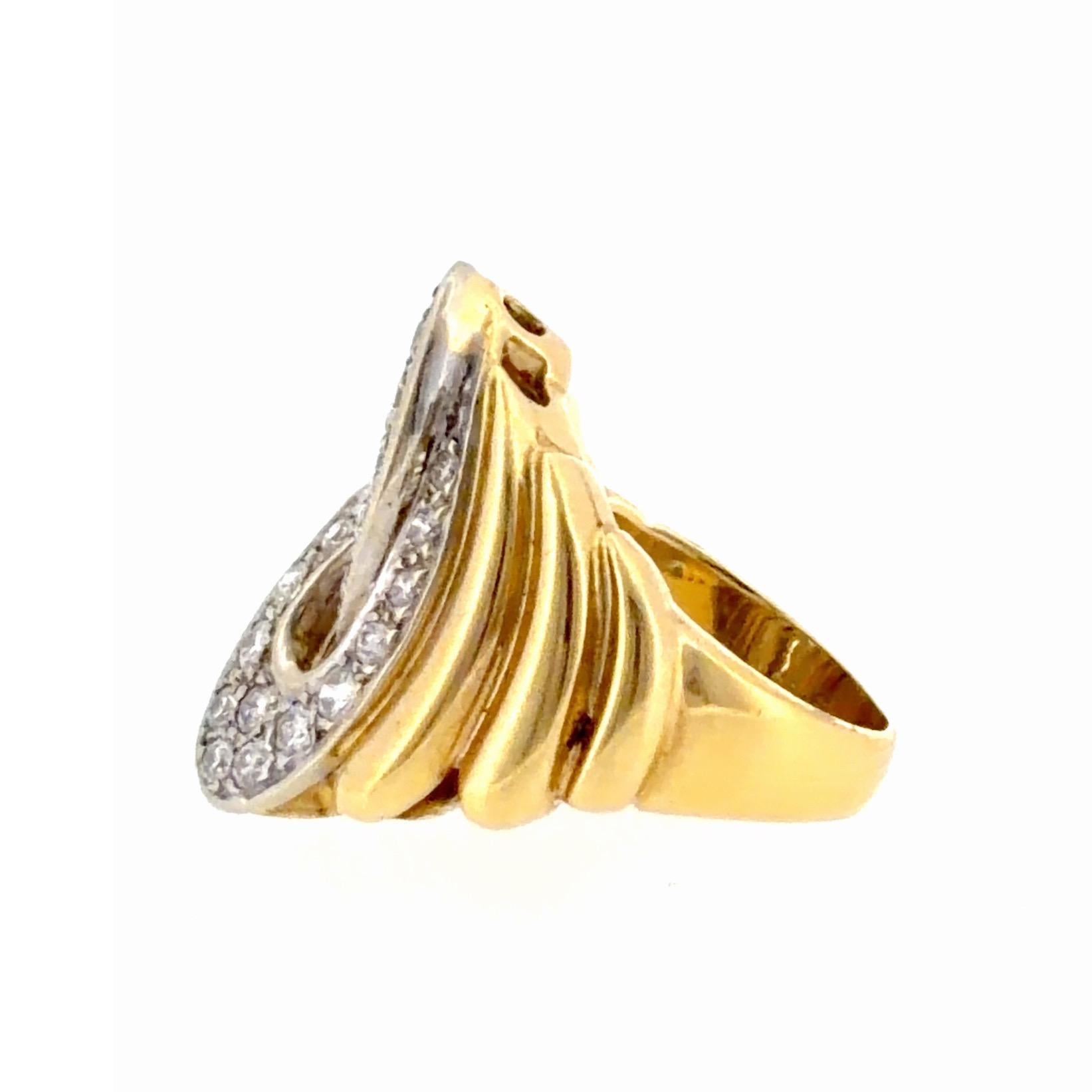 Vintage 18K Gold Diamond Cocktail Ring