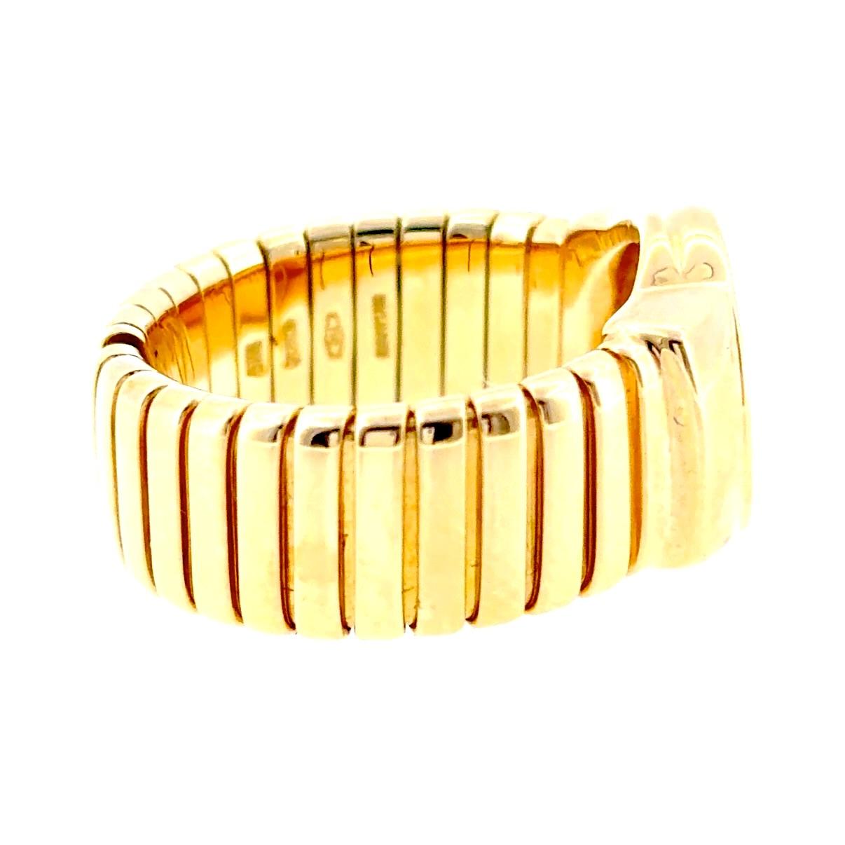 Bvlgari 18K Yellow Gold Black Onyx Tubogas Ring