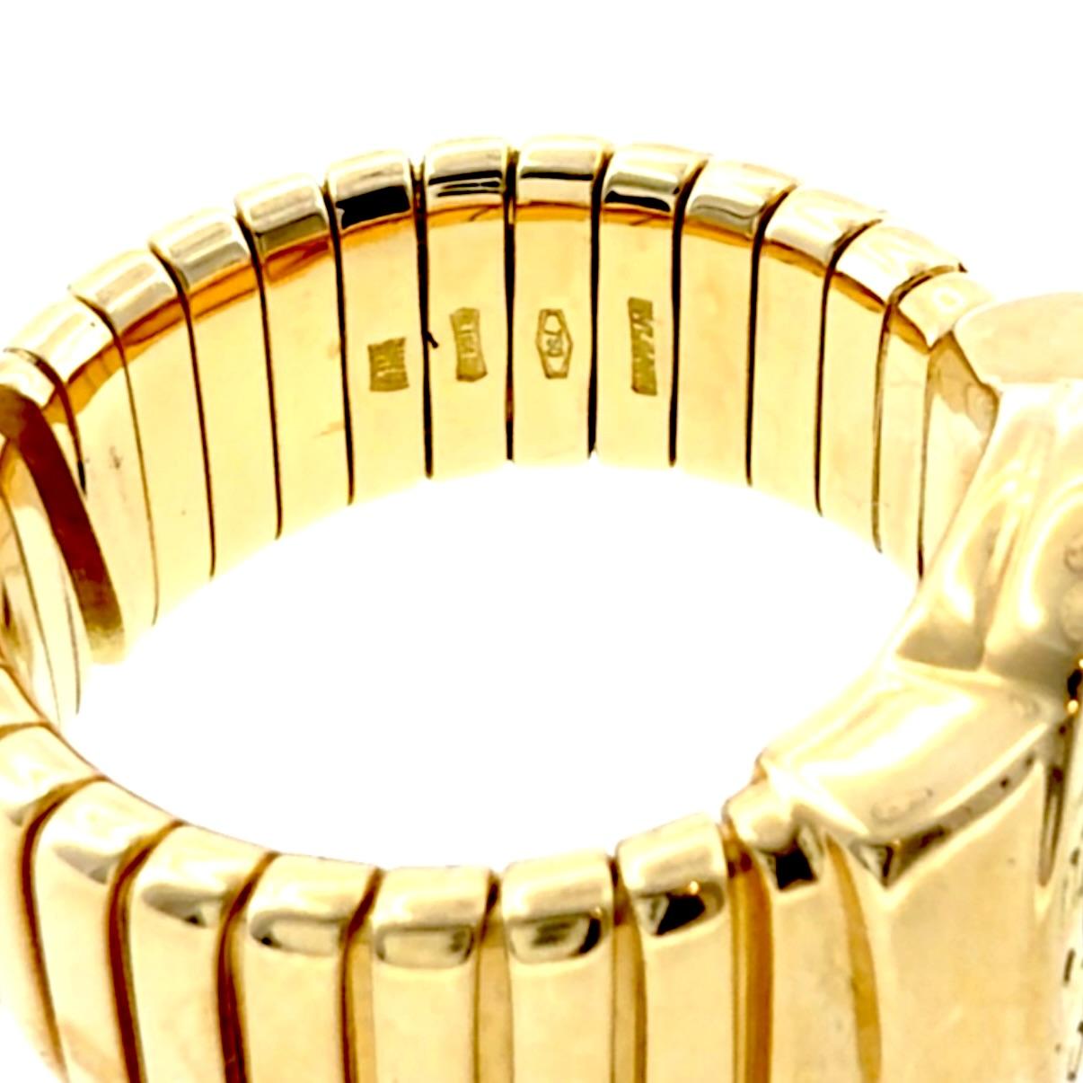 Bvlgari 18K Yellow Gold Black Onyx Tubogas Ring