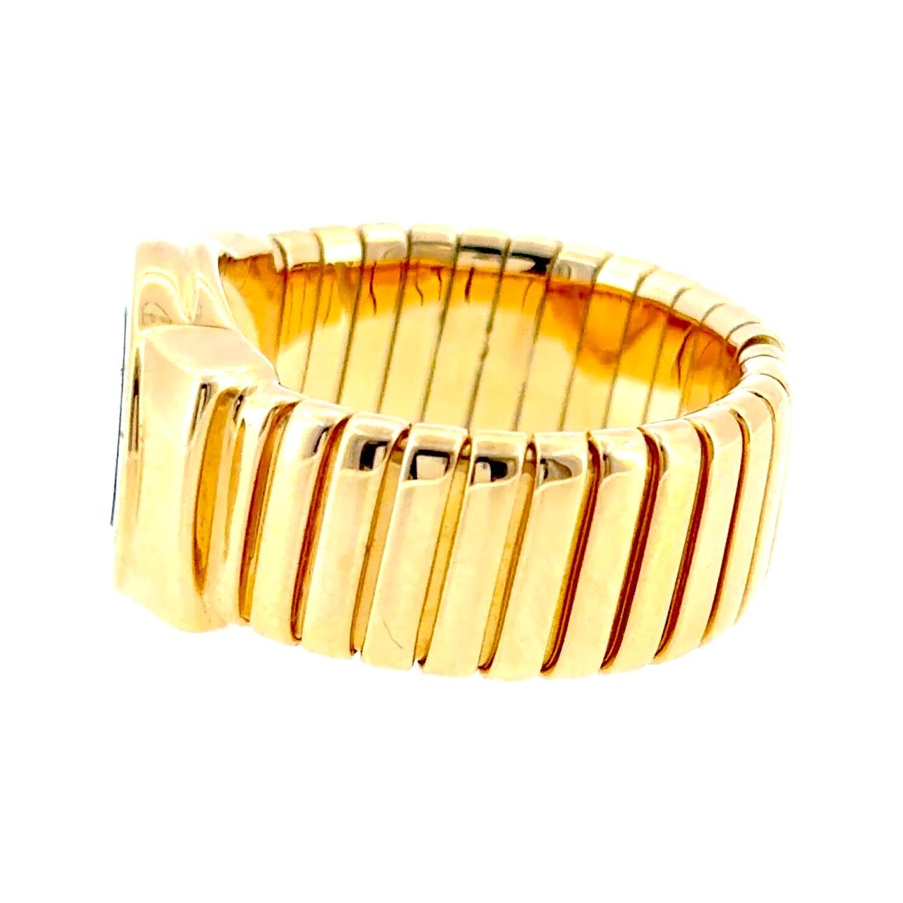 Bvlgari 18K Yellow Gold Black Onyx Tubogas Ring