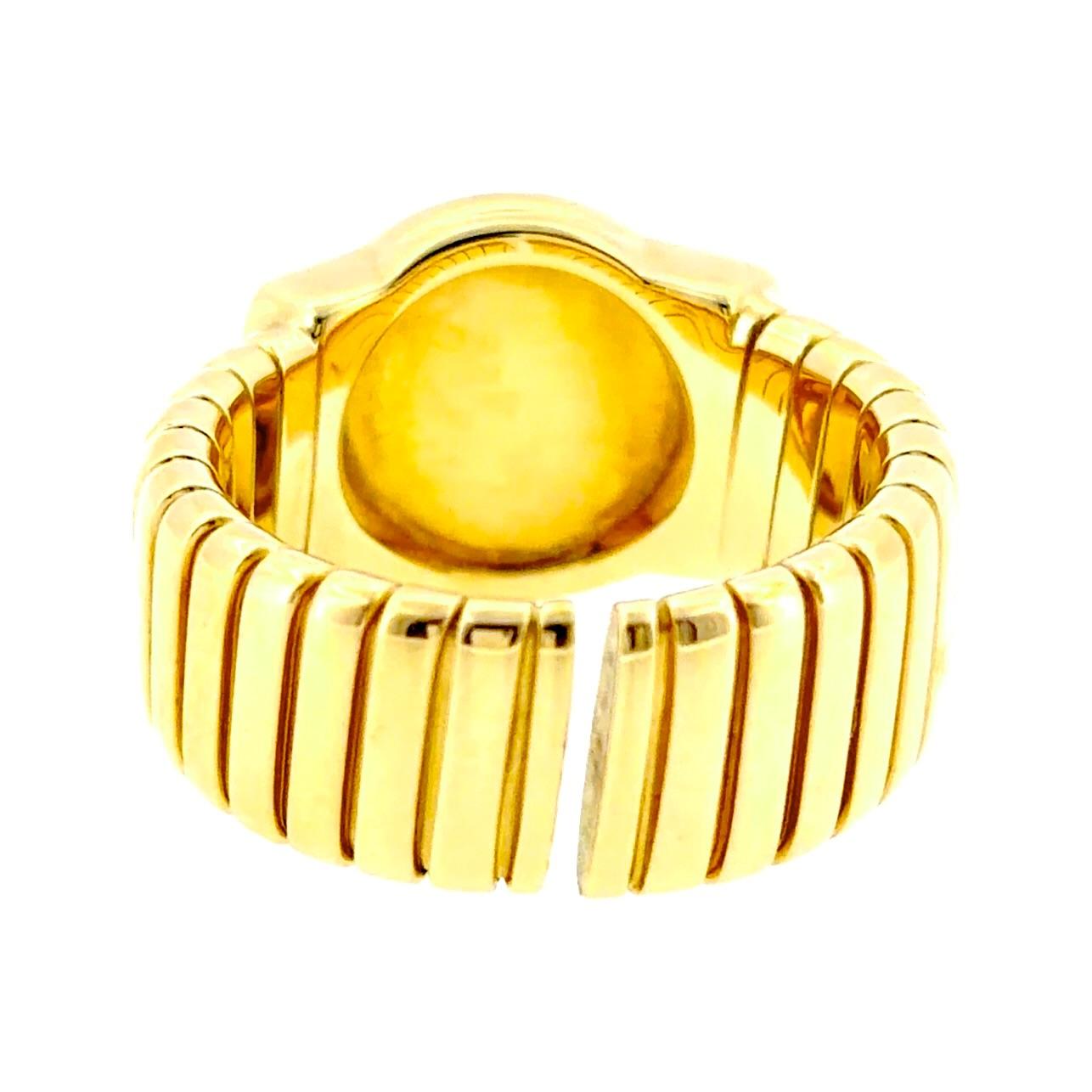 Bvlgari 18K Yellow Gold Black Onyx Tubogas Ring