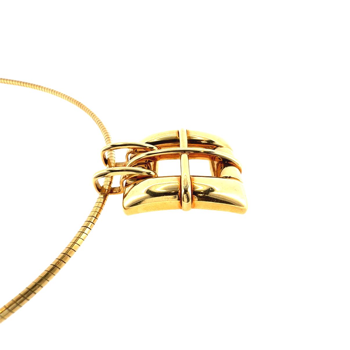 Vintage Tiffany & Co. 18K Gold Buckle Style Pendant with Omega Wire Chain