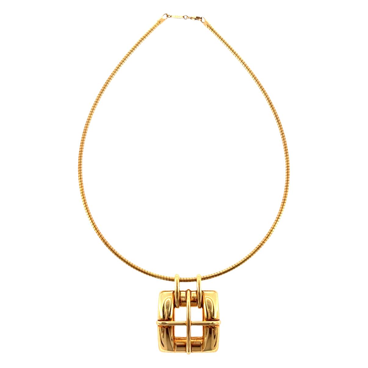Vintage Tiffany & Co. 18K Gold Buckle Style Pendant with Omega Wire Chain