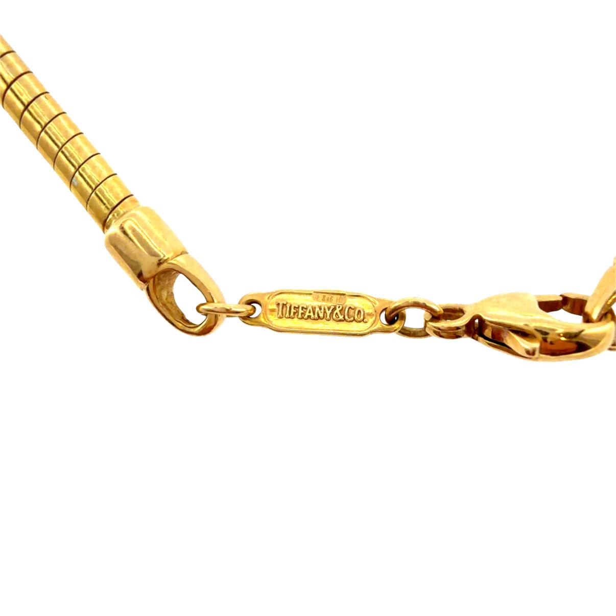 Vintage Tiffany & Co. 18K Gold Buckle Style Pendant with Omega Wire Chain