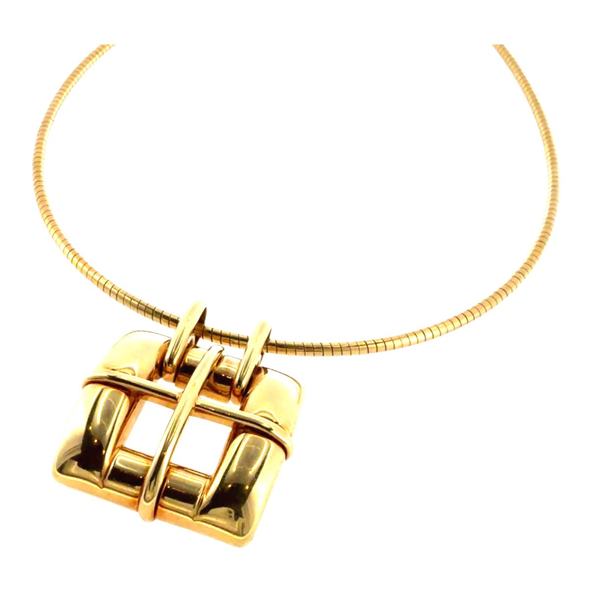 Vintage Tiffany & Co. 18K Gold Buckle Style Pendant with Omega Wire Chain