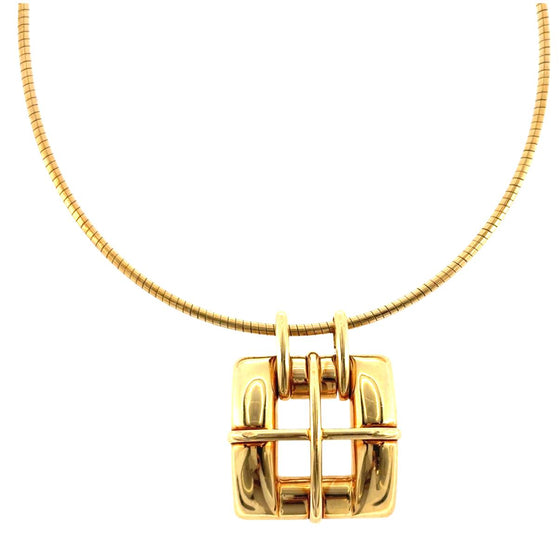 Vintage Tiffany & Co. 18K Gold Buckle Style Pendant with Omega Wire Chain