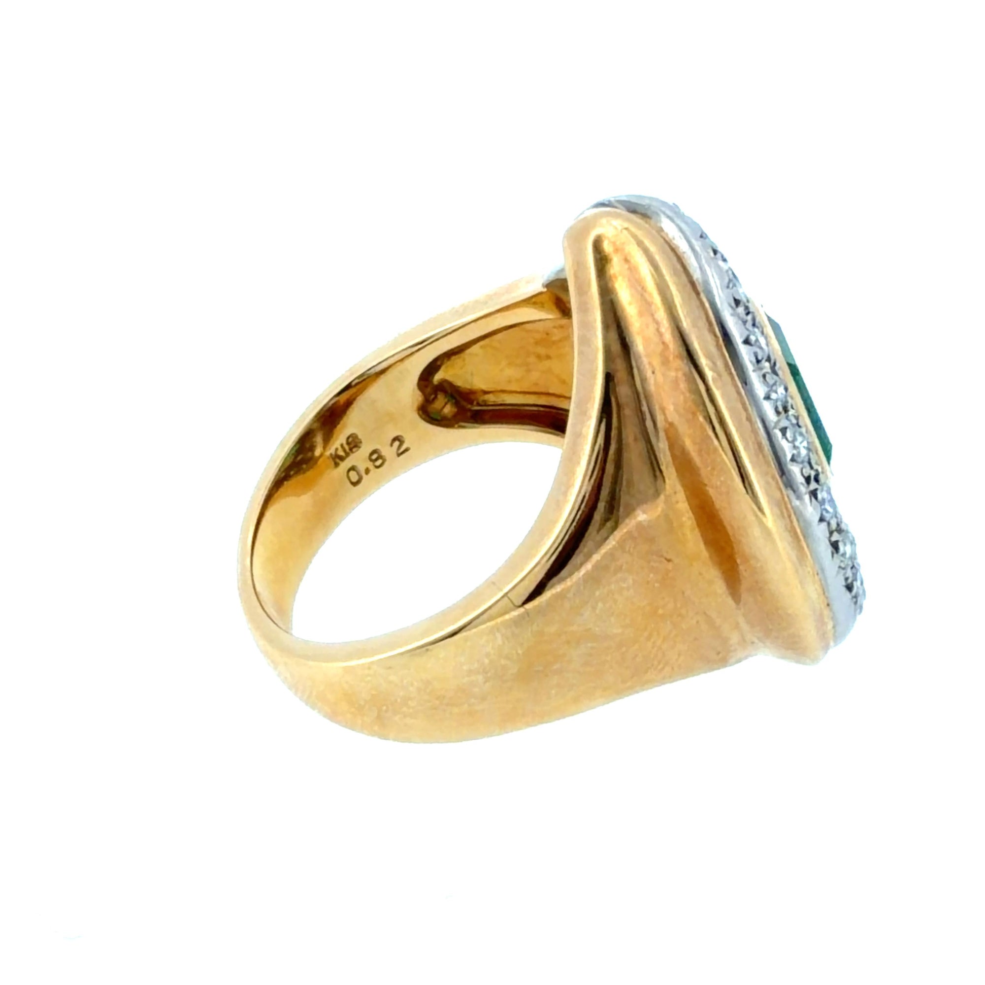 Vintage Emerald and Diamond 18K Platinum Ring