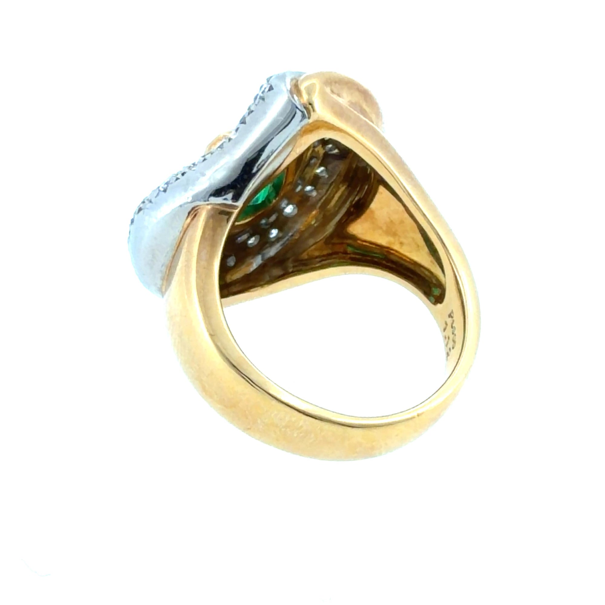 Vintage Emerald and Diamond 18K Platinum Ring