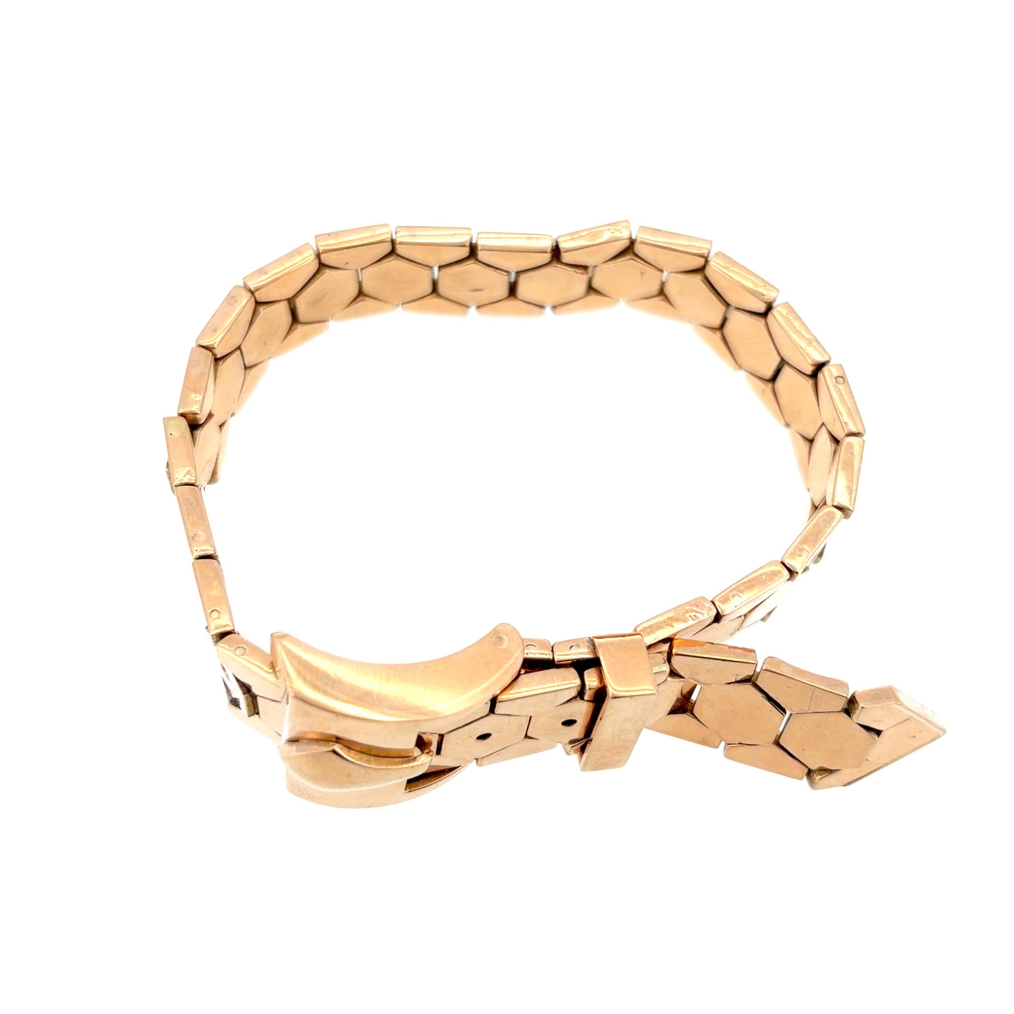 Retro 18K Rose Gold Honey Comb Buckle Bracelet