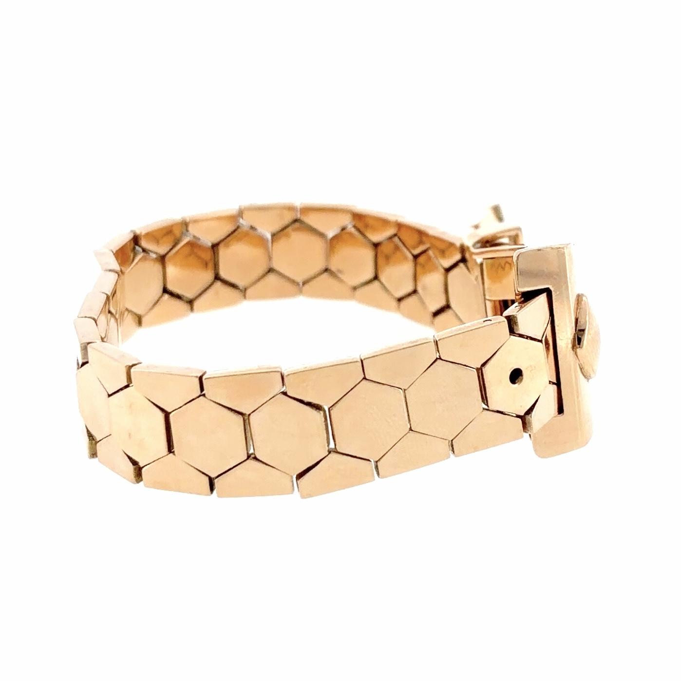 Retro 18K Rose Gold Honey Comb Buckle Bracelet