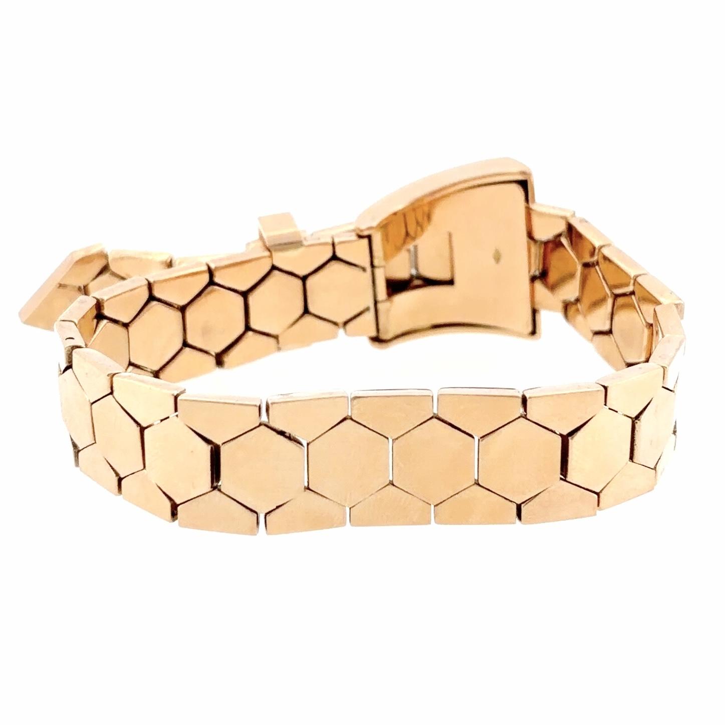 Retro 18K Rose Gold Honey Comb Buckle Bracelet