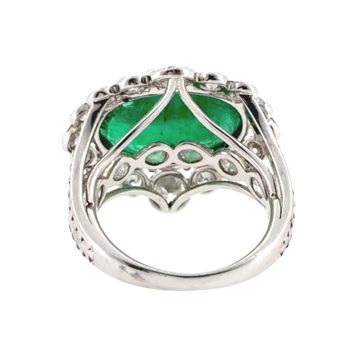 Platinum Certified 6.36 Carat Emerald and Diamond Ring
