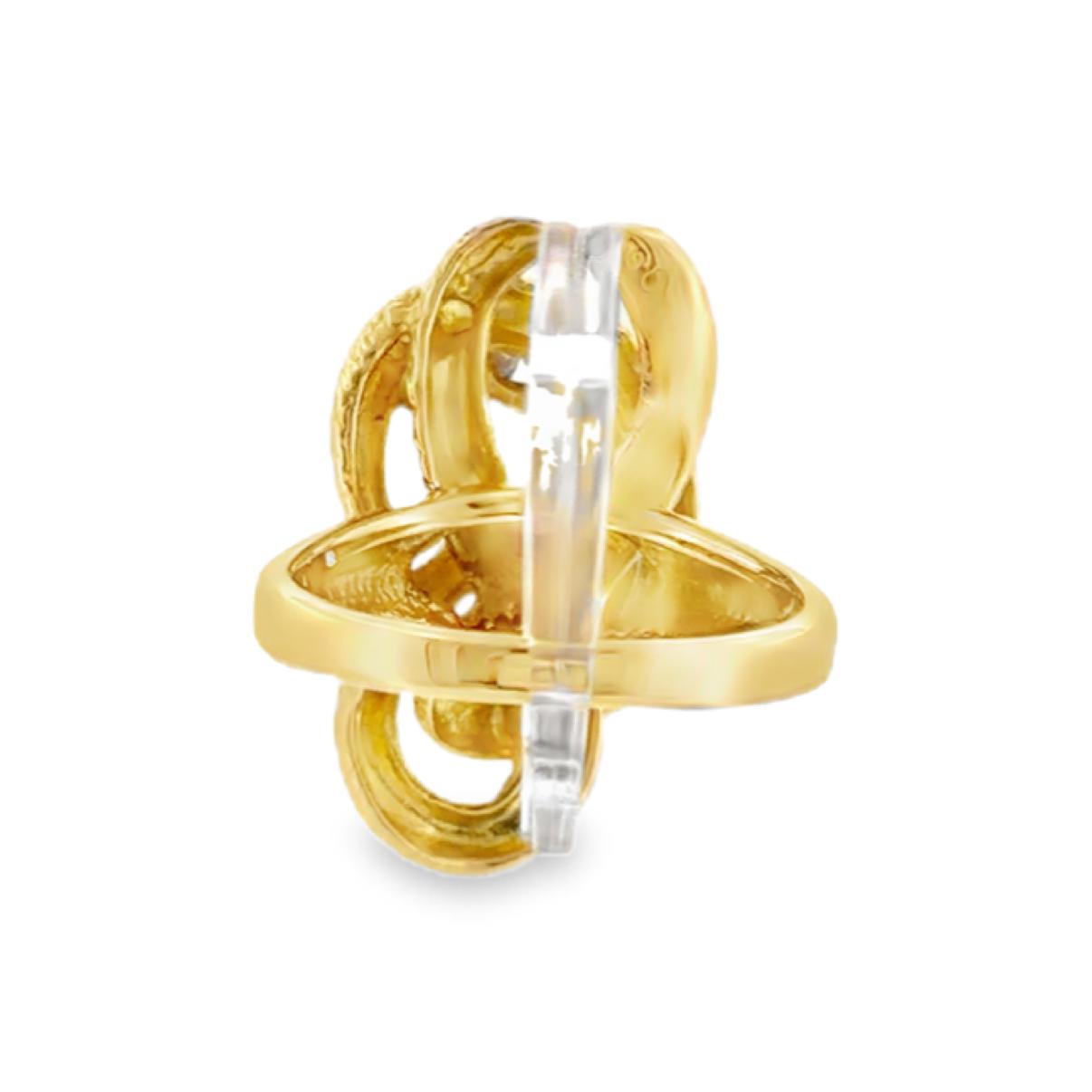 Vintage 18K Gold Coiling Serpent Snake Ring with Diamond