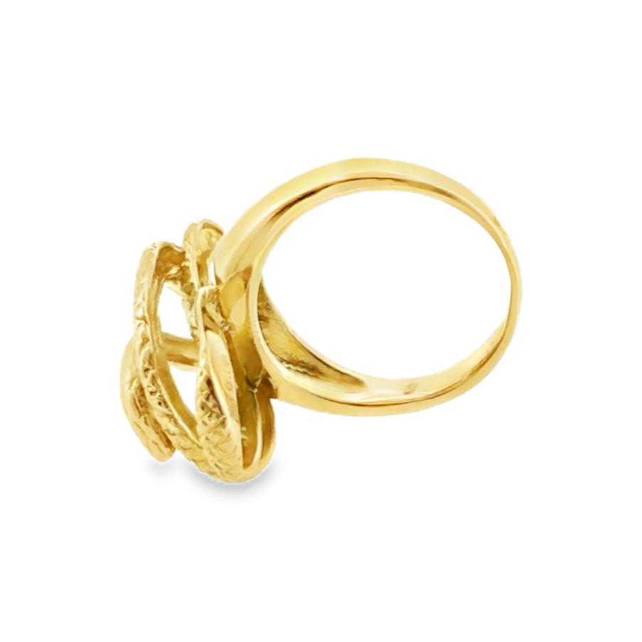 Vintage 18K Gold Coiling Serpent Snake Ring with Diamond