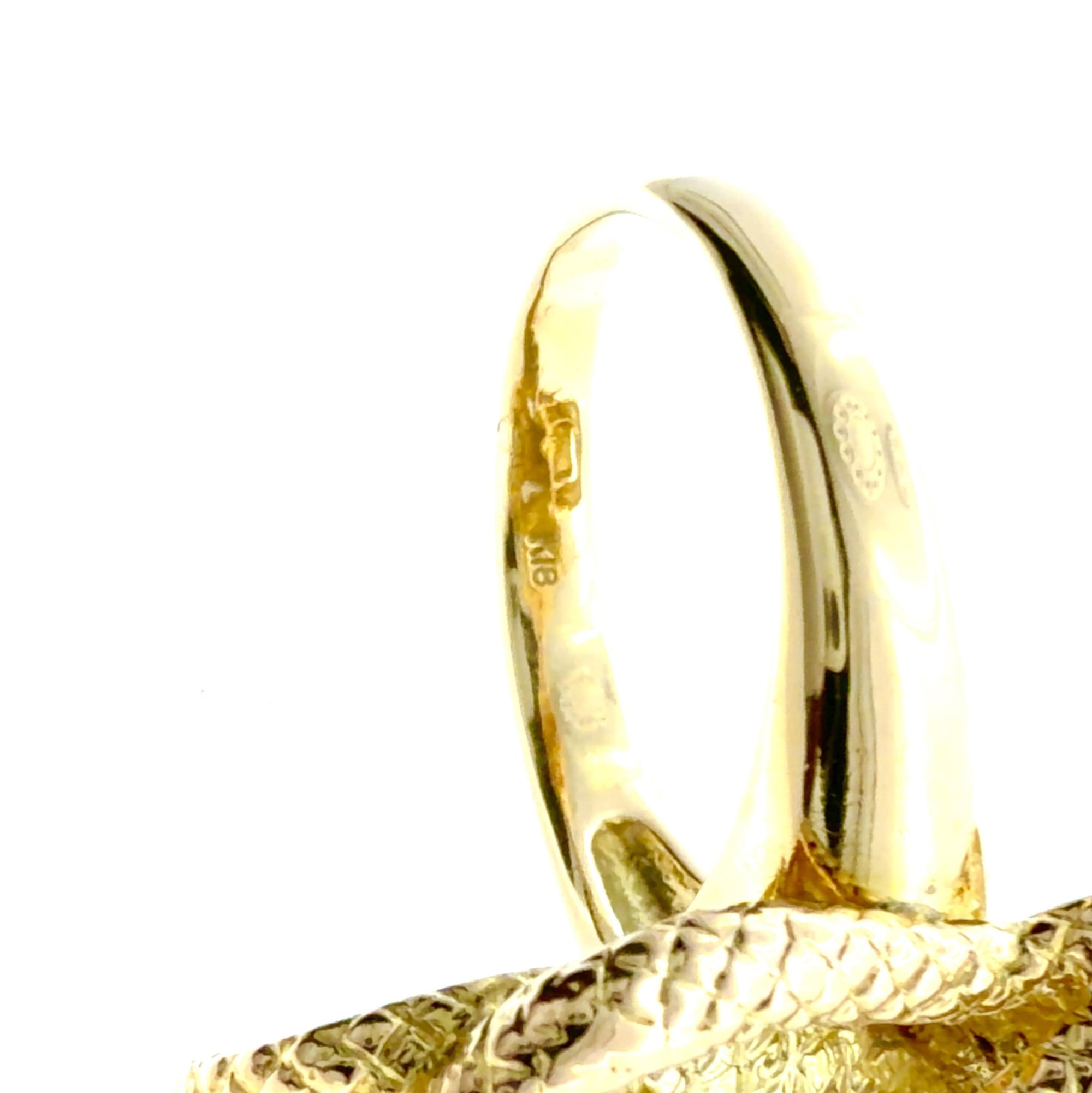 Vintage 18K Gold Coiling Serpent Snake Ring with Diamond