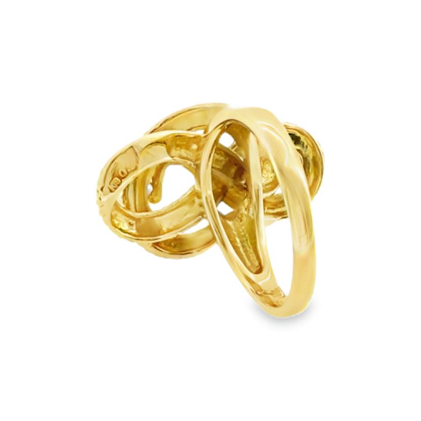 Vintage 18K Gold Coiling Serpent Snake Ring with Diamond