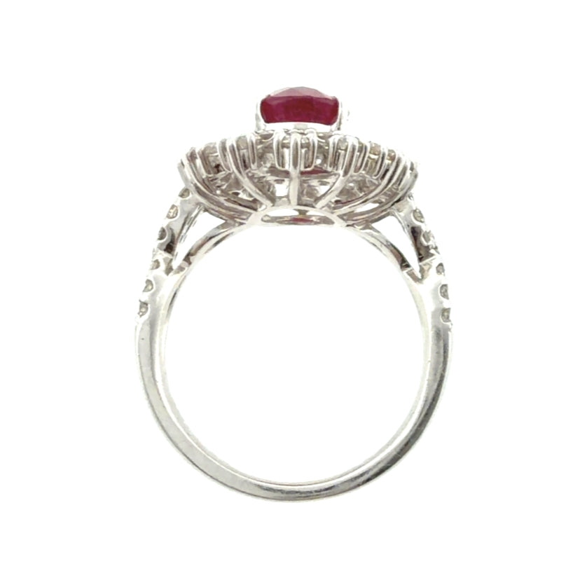 Platinum GIA Certified 2.14 Ct Burma Ruby (Heated) and Diamond Ring