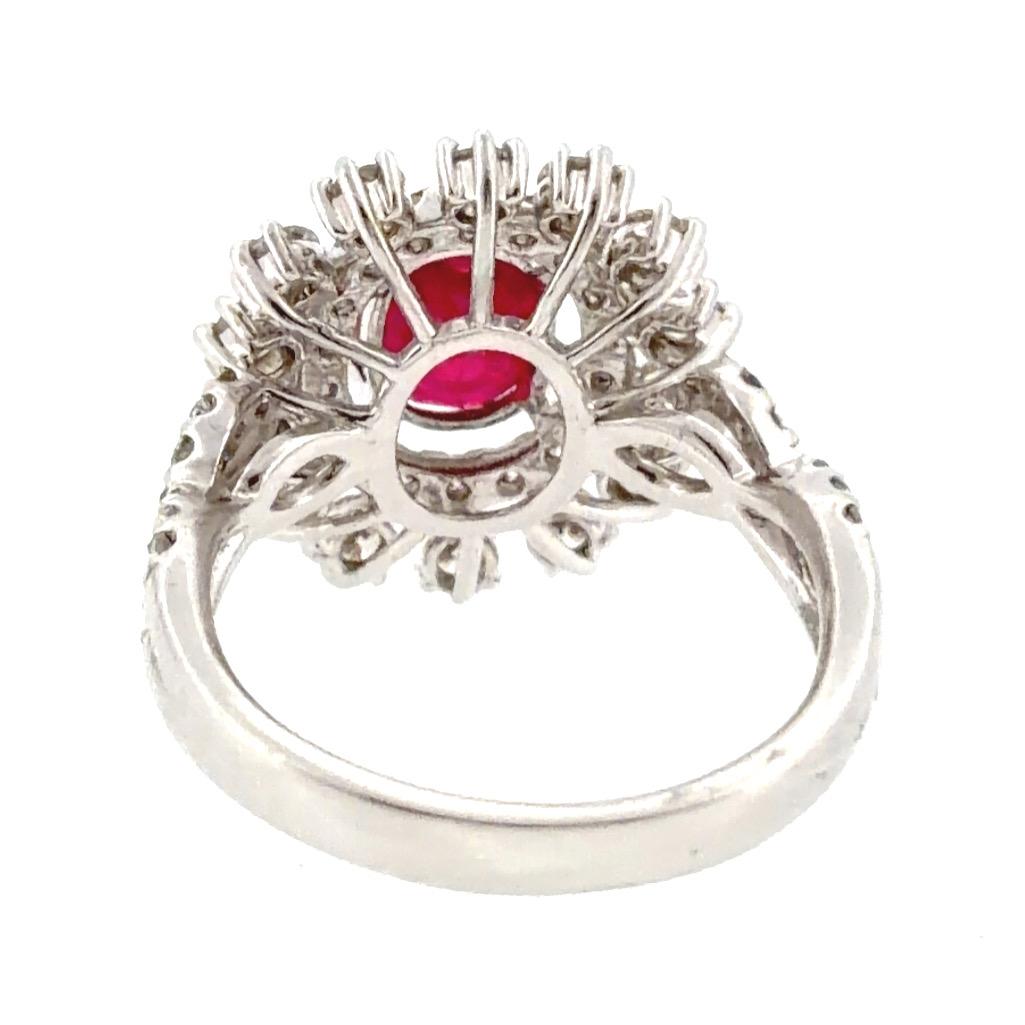 Platinum GIA Certified 2.14 Ct Burma Ruby (Heated) and Diamond Ring