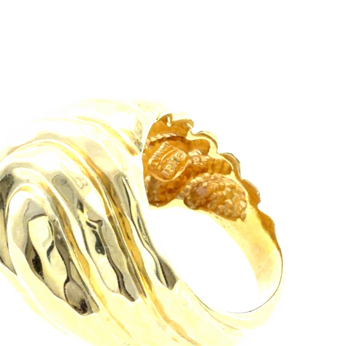 Henry Dunay 18K Gold Hammered Swirl Sculptural Dome Ring, Circa 1980's