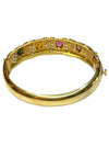 Vintage 18K Gold Multi Color Sapphire and Diamond Bangle Bracelet