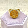 Vintage 2 Pesos Gold Coin Ring