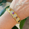 Vintage 18K Gold Multi Color Sapphire and Diamond Bangle Bracelet