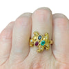 Vintage 18K Yellow Gold Multi Gemstone Starfish Ring