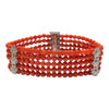 18K White Gold 5 Strand Coral and Diamond Bracelet