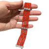 18K White Gold 5 Strand Coral and Diamond Bracelet