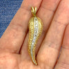 Vintage 14K Gold Large Italian Horn Diamond Pendant