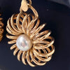 Vintage 14K Gold Wire Donut Style Pearl Dangle Earrings