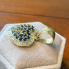 Vintage 14K Gold Sapphire & Diamond Puffy Heart Pendant