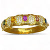 Vintage 18K Gold Multi Color Sapphire and Diamond Bangle Bracelet