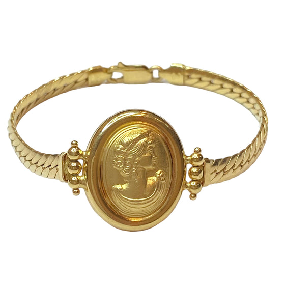 Vintage 18K Yellow Gold Cameo Bracelet