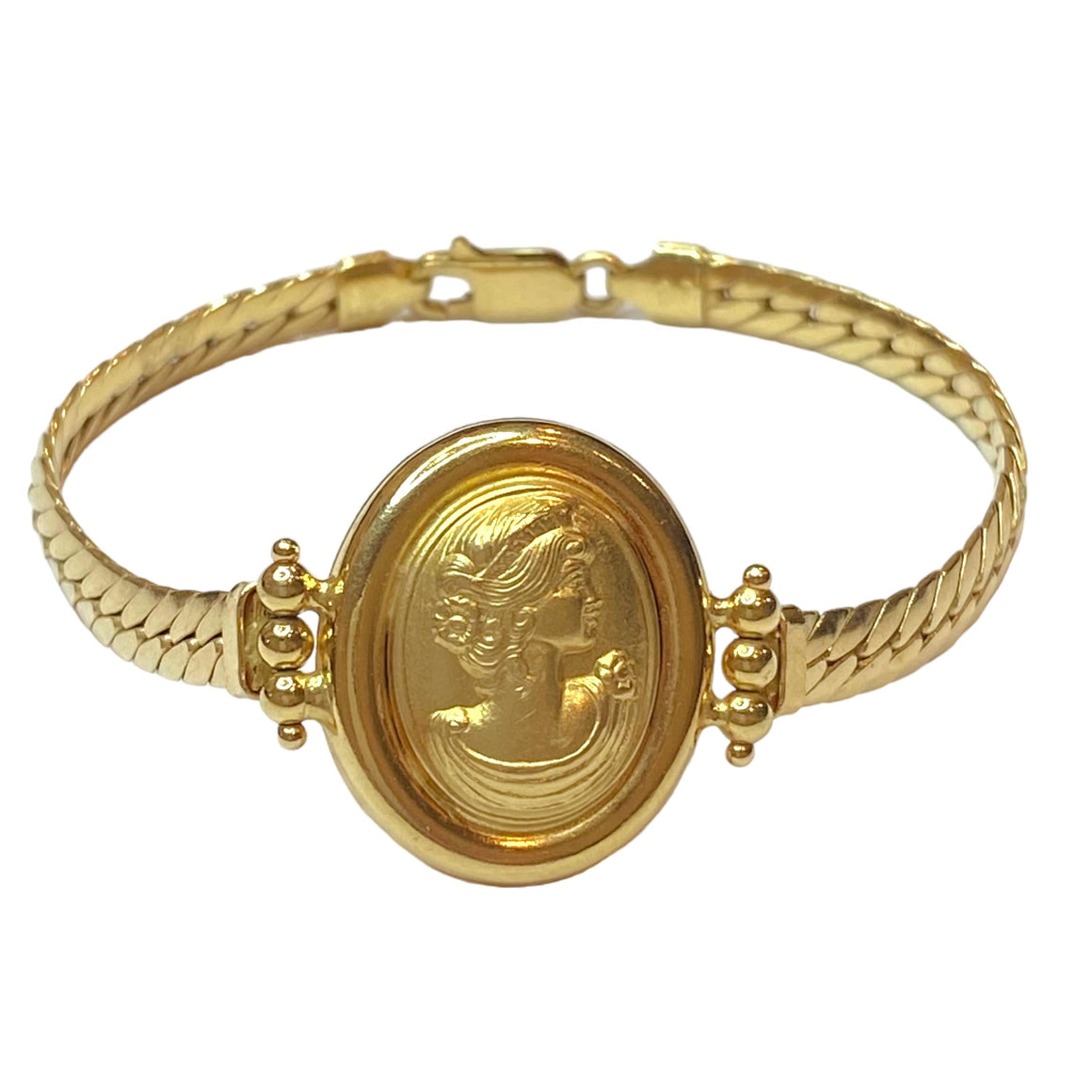 Vintage 18K Yellow Gold Cameo Bracelet