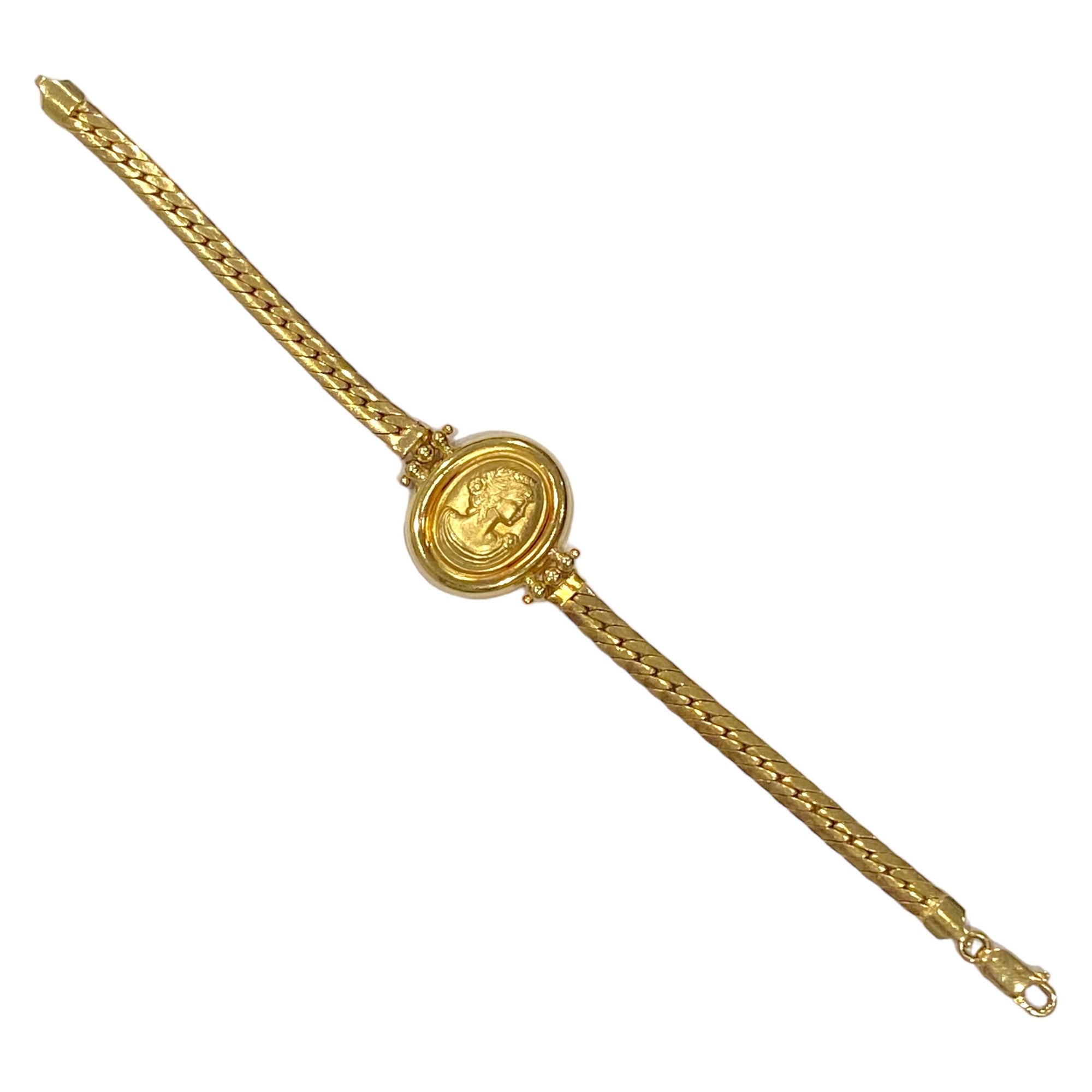 Vintage 18K Yellow Gold Cameo Bracelet
