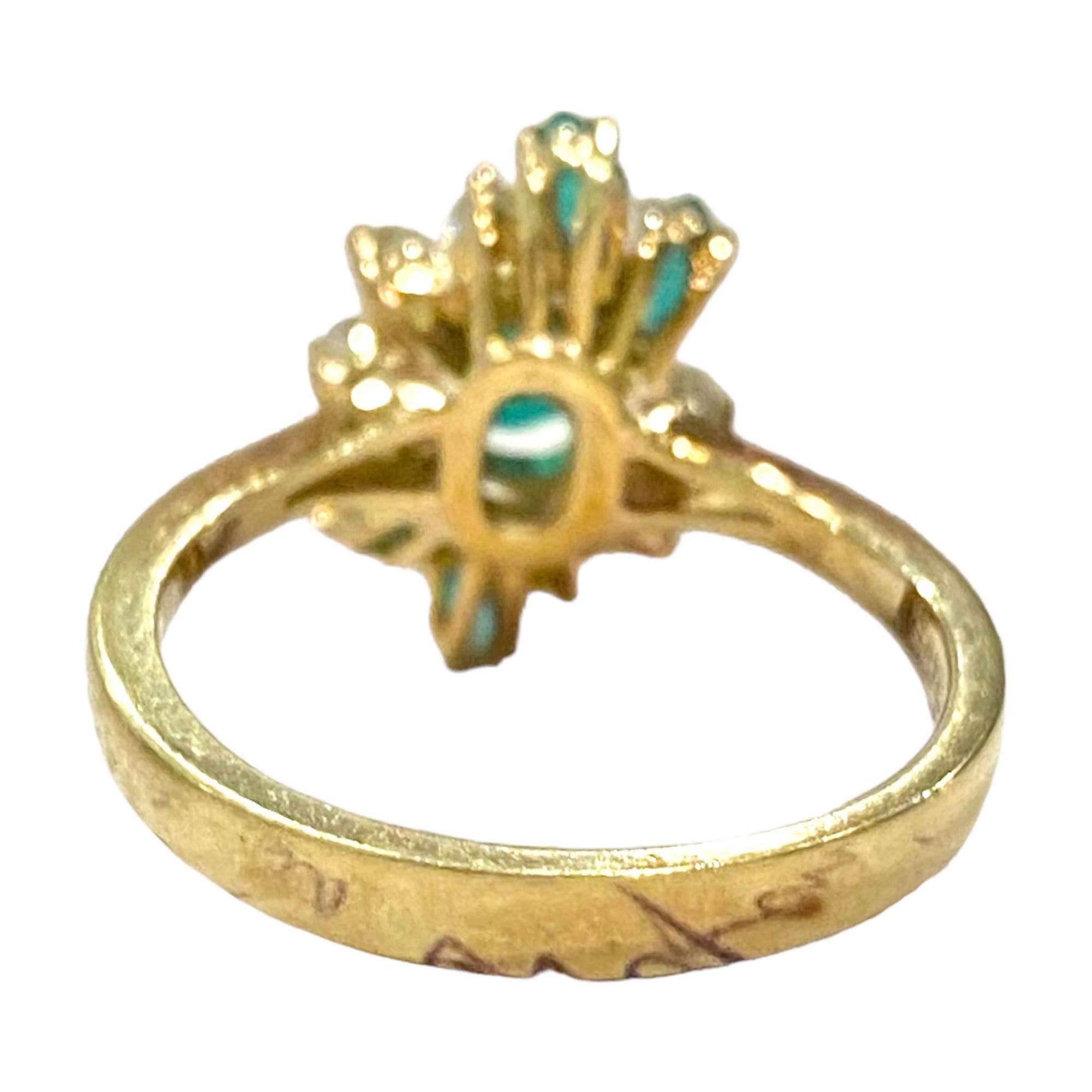 Vintage 18K Yellow Gold Emerald & Diamond Ring