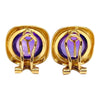 Vintage 14K Yellow Gold Amethyst Cabochon Earrings