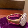 Vintage 14K Gold East - West Style Oval Diamond Cluster Ring