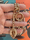 Antique 18K Rose Gold Watch Chain Fob Necklace with Horse Shoe & Nail Drop