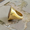 18K Gold Citrine Intaglio Large Signet Ring