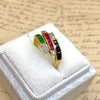 Vintage 18K Gold Ruby Sapphire Emerald and Diamond Ring