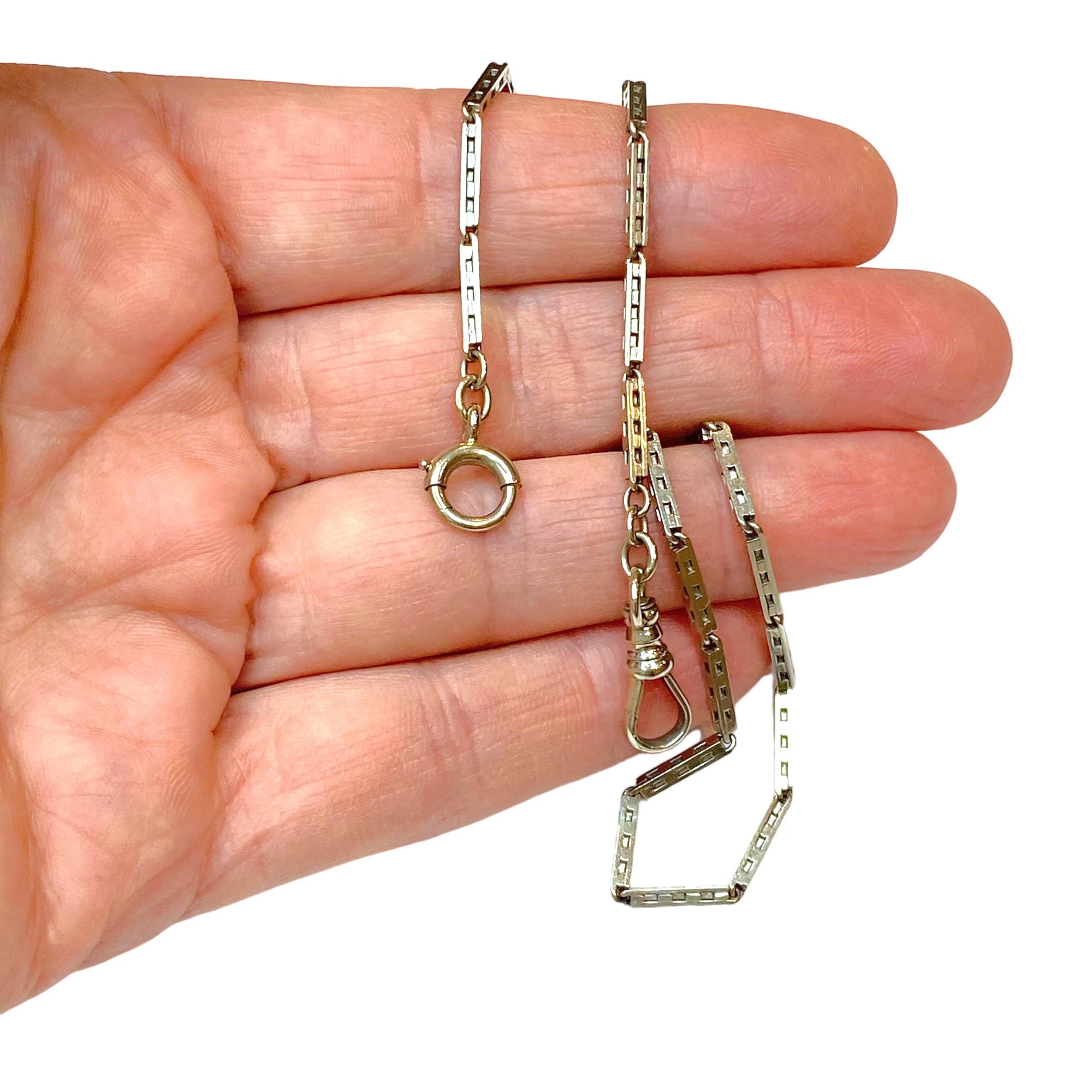 Antique 14K White Gold Watch Fob Chain