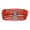 18K White Gold 5 Strand Coral and Diamond Bracelet