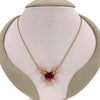 Vintage 18K Gold Rubellite Tourmaline & Diamond Necklace