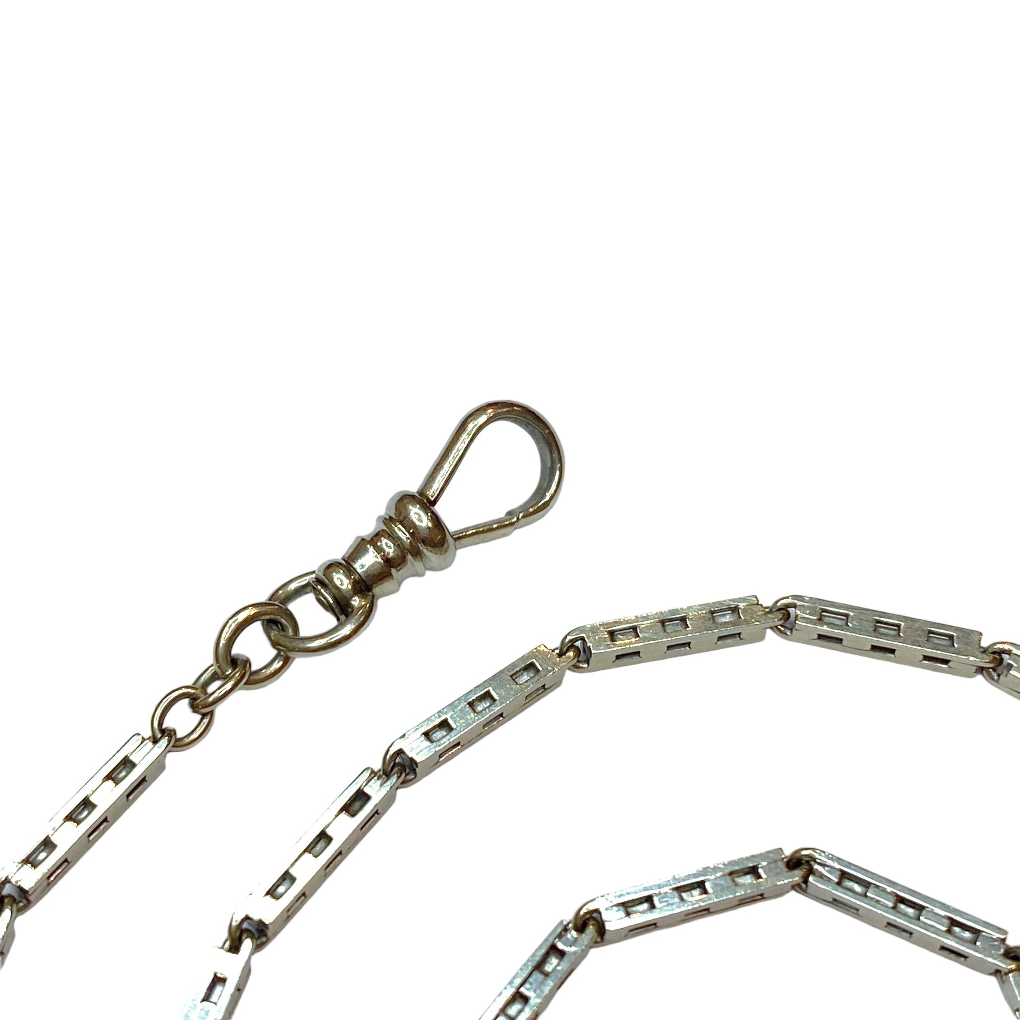 Antique 14K White Gold Watch Fob Chain