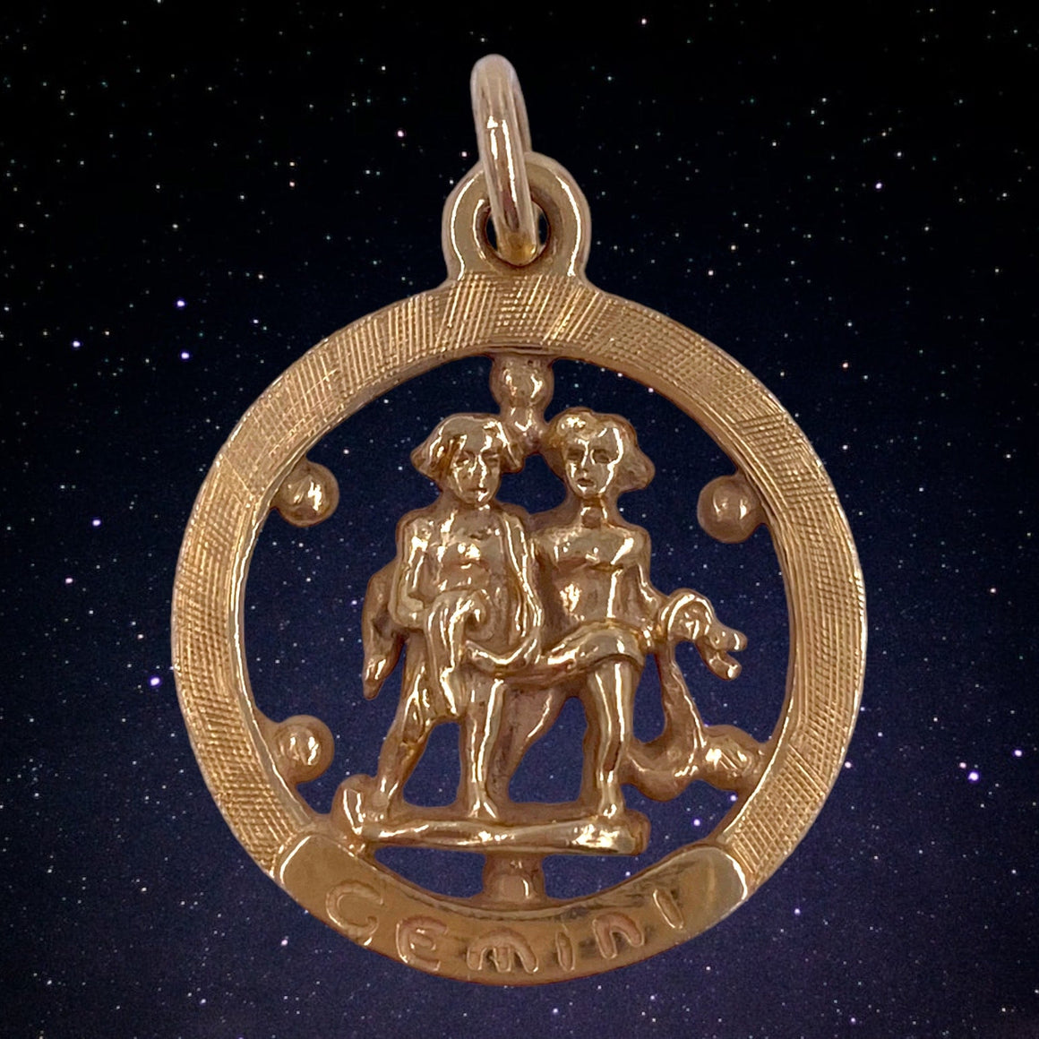 Vintage 14K Gold Gemini Zodiac Pendant