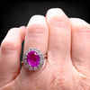 GRS Certified Burma Pink Sapphire & Diamond Platinum Ring