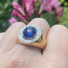 Vintage 18K Gold Sapphire Cabochon and Diamond Ring