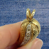 Vintage 14K Gold Large Italian Horn Diamond Pendant